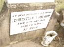 
Christian I. MERKER,
died 25 May 1943 aged 70 years;
Warra cemetery, Wambo Shire
