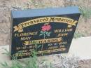 
Florence May RICHARDS,
died 10-12-1972 aged 68 years;
William John RICHARDS,
died 10-5-1972 aged 76 years;
Warra cemetery, Wambo Shire
