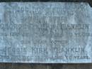 
George Thomas FRANKLIN
13 Jul 1926, aged 73
Jessie Kirk FRANKLIN
31 Dec 1937 aged 76
Wonglepong cemetery, Beaudesert
