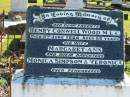 
parents;
Henry Conwell WOOD, M.L.C.,
died 8 June 1926 aged 86 years;
Margaret Ann, wife,
daughters, Monica Simpson & Veronica;
Woodford Cemetery, Caboolture
