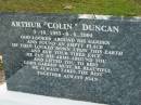 
Arthur Colin DUNCAN,
3-10-1933 - 6-4-2004,
together always Joan;
Woodford Cemetery, Caboolture
