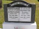 
Alfred Platell
18 Dec 1946, aged 63
Gertrude Eva Platell
13 Sep 1991, aged 100
Woodhill cemetery (Veresdale), Beaudesert shire

