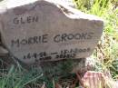 
Glen Morrie Crooks
b: 16 Sep 1954 - d: 15 Jan 2005

Norma Helen Crooks
(accidentally drowned)
d: 2 Nov 1952, aged 13

Helen Crooks
d: 26 Jun 90, aged 80

Alexander Alfred Edward Crooks
d: 21 Mar 83, aged 78

Woodhill cemetery (Veresdale), Beaudesert shire

