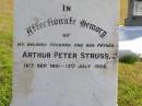
Arthur Peter Sruss
b: 16 Sep 1891, d: 13 Jul 1936
Rita Drynan
b: Jan 1918, d: Mar 1957
Betty Struss
b: May 1916, d: Jun 1921
Beris Mary Selwyn Struss
b: 10 Oct 1928, d: 30 May 1990
(wife of Alan, mother of Virginia, Anthony, Simon, Stephen)
Woodhill cemetery (Veresdale), Beaudesert shire

