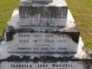 
Lloyd Hassell
b: 15 Jan 1859, d: 18 Jan 1917
Isabella Jane Hassell
b: 27 Apr 1872, d: 24 Aug 1950
(younger daughter)
Rhoda Margaret Lloyd
b: 9 Mar 1903, d: 21 Sep 1983
(daughter) Anne
3 Feb 1968, aged 76
Woodhill cemetery (Veresdale), Beaudesert shire

