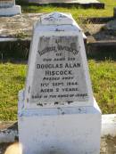 
Douglas Alan Hiscock
11 Sep 1944, aged 2
Woodhill cemetery (Veresdale), Beaudesert shire

