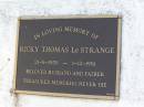 
Ricky Thomas Le Strange (LeStrange)
b: 21 Sep 1959, d: 1 Dec 1991
Woodhill cemetery (Veresdale), Beaudesert shire

