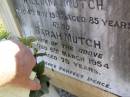 
William Mutch
4 Nov 1947, aged 85
Sarah Mutch
6 Mar 1954, aged 78
Woodhill cemetery (Veresdale), Beaudesert shire

