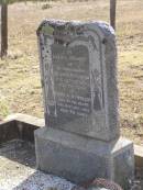 
William ATKINSON,
died 20 Dec 1935 aged 78 years;
Mary A. ATKINSON,
wife,
died 18 Sept 1937 aged 78 years;
Yangan Anglican Cemetery, Warwick Shire
