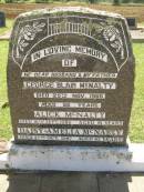 
George Blair MCNALTY,
husband father,
died 25 Nov 1966 aged 56 years;
Alick MCNALTY,
died 16 sept 1986 aged 81 years;
Daisy Amelia MCNALTY,
died 27 Oct 1997 aged 83 years;
Yarraman cemetery, Toowoomba Regional Council
